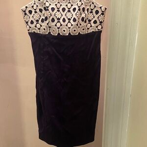 Lilly Pulitzer Black Strapless Dress with White Lace Bodice